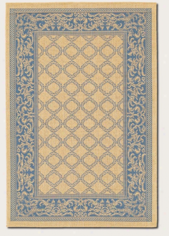 5'10&quot X 9'2&quot Area Rug Transitional Style With Blue Border In Natural