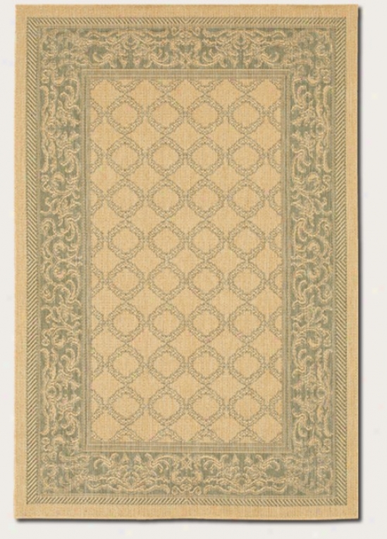 5'10&quot X 9'2&quot Area Rug Transitional Style With Green Border In Natural