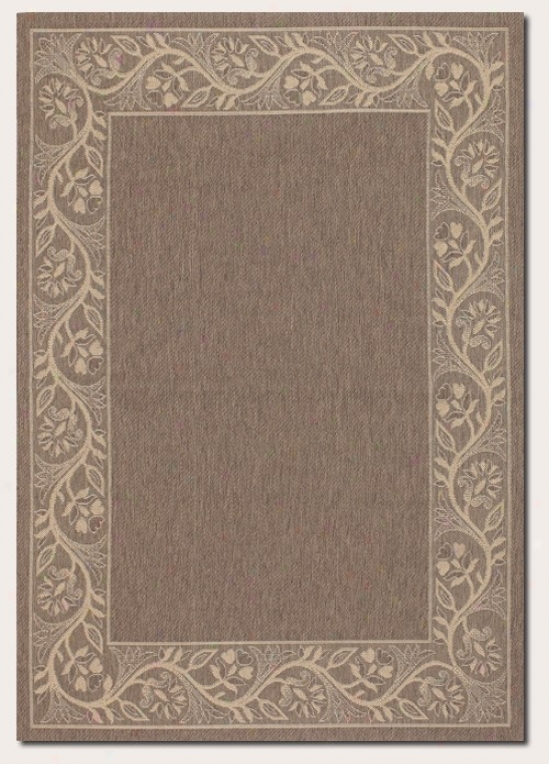 5'10&quot X 9'2&quot Area Rug With Floral Border In Brown And Cream