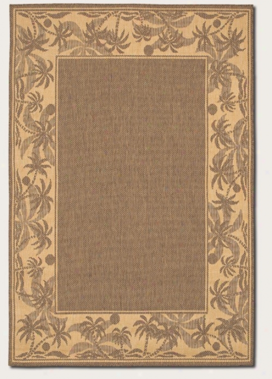 5'10&quot X 9'2&quot Area Rug With Palm Tree Design Border In Beige