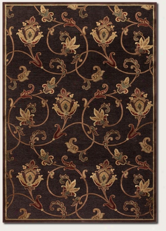 5'1&quot X 7'6&quot Superficial contents Rug Floral Pattern In Black And Ruby