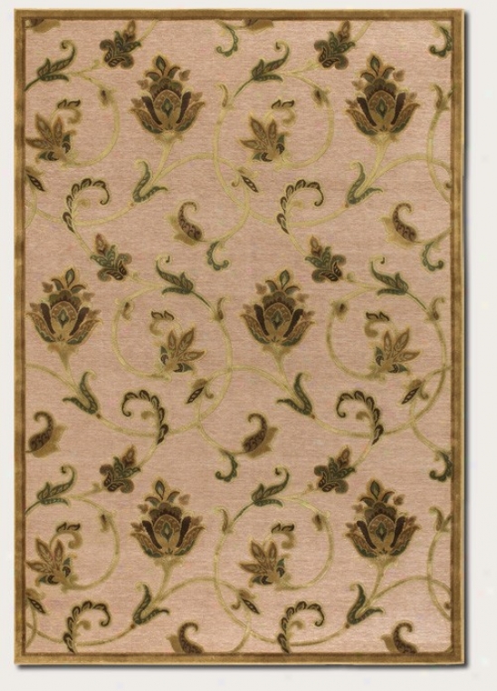 5'1&quot X 7'6&quot Area Rug Floral Pattern In Ivory And Antique Gold