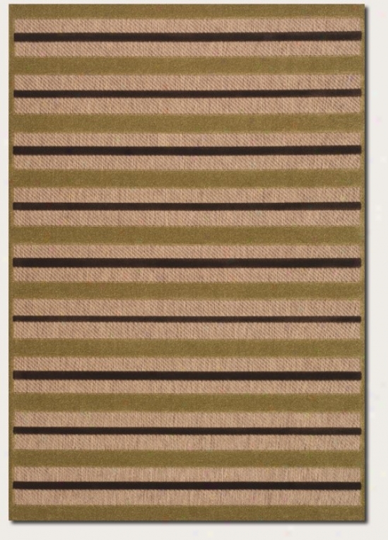 5'2&quot X 7'6&quot Area Rug Stripsd Design In Tan And Chocolate