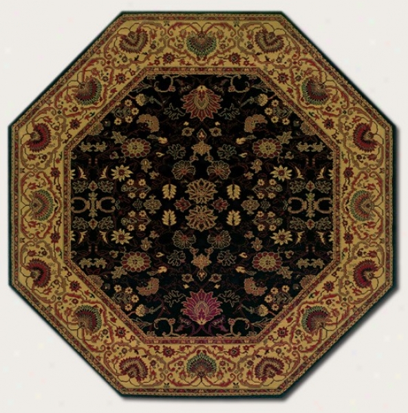 5'3&quot Octagon Area Rug Classic Persian Pattern In Black Coloe