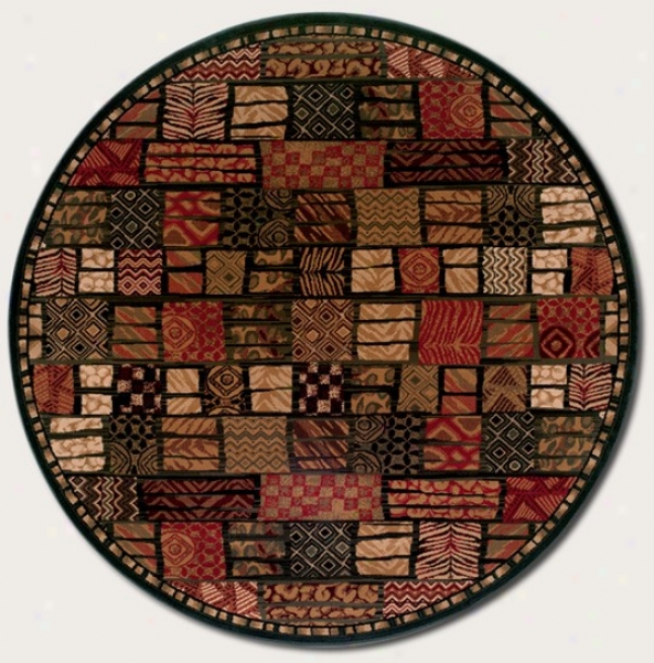 5'3&quot Round Area Rug Checkered Style With Derived from ~s Prints