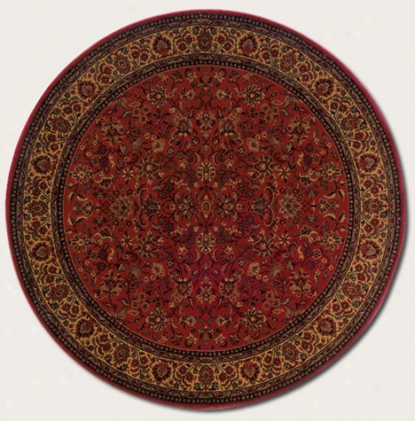 5'3&quot Round Area Rug Classic Persian Pattern In Decay Red