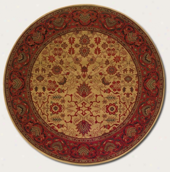 5'3&quot Round Area Rug Classic Persian Pattern In Gold Camel