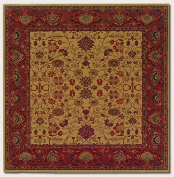 5'3&quot Square Area Rug Classic Persian Pattern In Gold Camel