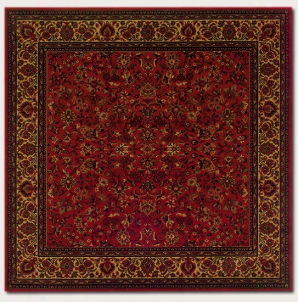 5'3&quot Square Area Rug Classic Persian Pattern In Rust Ref