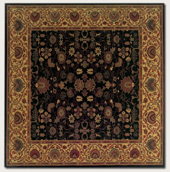 5'3&quot Square Superficial contents Rug Classic Persian Pattern In Black Color