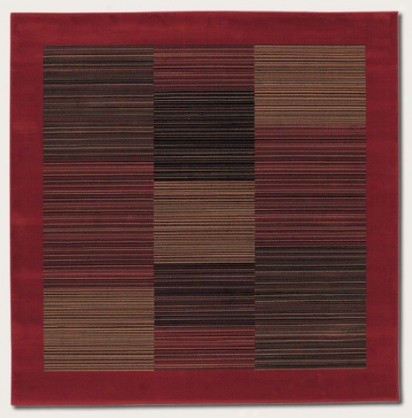 5'3&quot Square Area Rug Slender Stripe Pattern With Red Border