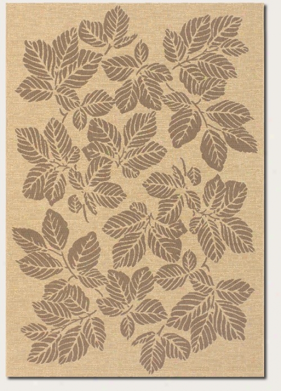 5'3&quot X 7'6&quot Area Rug Autumn Leaf Pattern In Cream And Brown