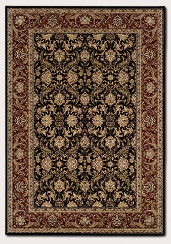 5'3" X 7'6" Area Rug Classic Persian Pattern In Black And Burgundy