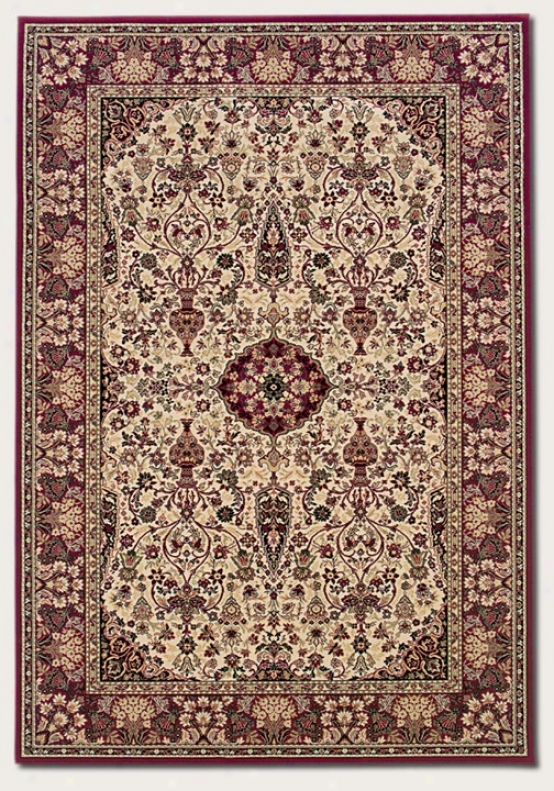 5'3&quot X 7'6&quot Area Rug First-rate Persian Pattern In Ivory And Red