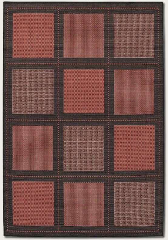 5'3&quot X 7'6&quot Area Rug Contemporary Grid Design In Terra-cotta