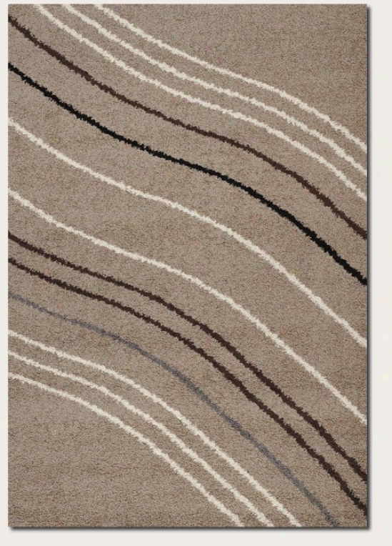 5'3&quot X 7'6&quot Area Rug Curve Lines Design In Sand Color