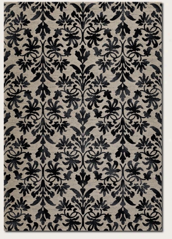 5'3&quot X 7'6&quott Atea Rug Damask Pattern In Grey And Black Color