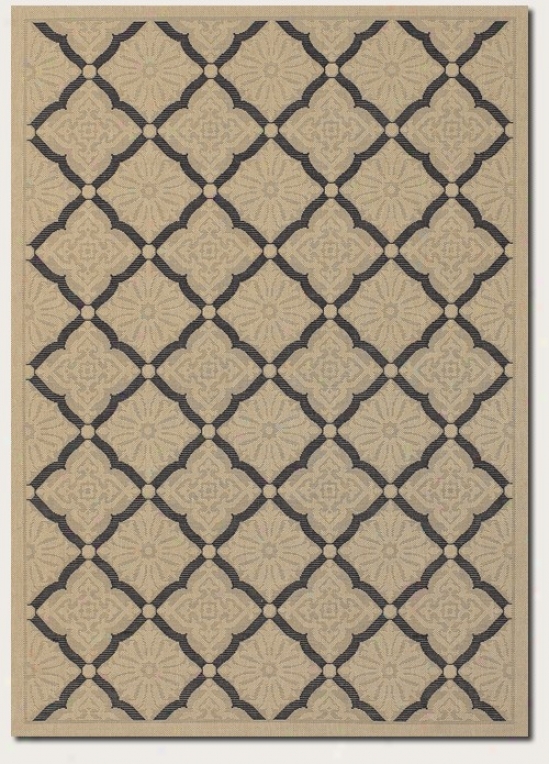 5'3&quot X 7'6&quot Area Rug Floral Grid Pattern In Cream And Black