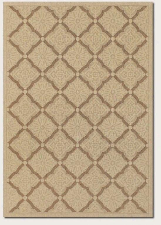 5'3&quot X 7'6&quot Area Rug Floral Grid Pattern In Cream And Gold