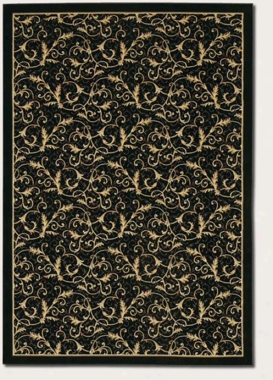 5'3&quot X 7'6&quot Area Rug Gold Scroll Fern Design In Black Color