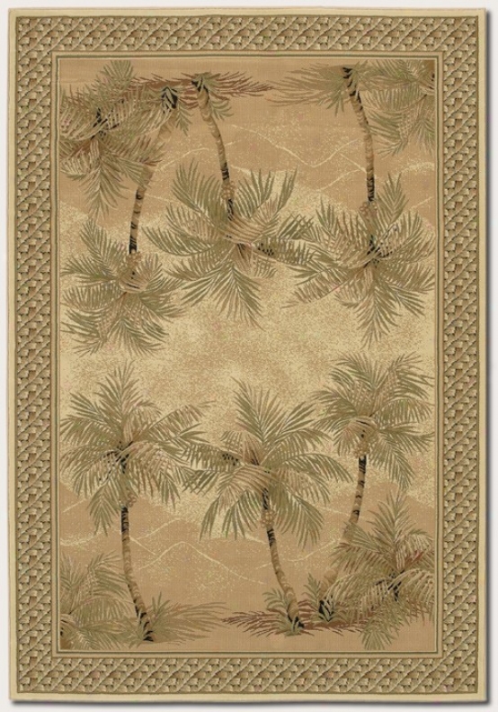 5'3&quot X 7'6&quot Area Rug Palm Tree Print In Sand Color