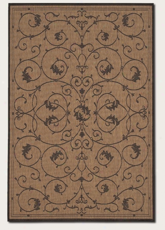 5'3&quot X 7'6&quot Area Rug Scroll Floral Design In Cocoa