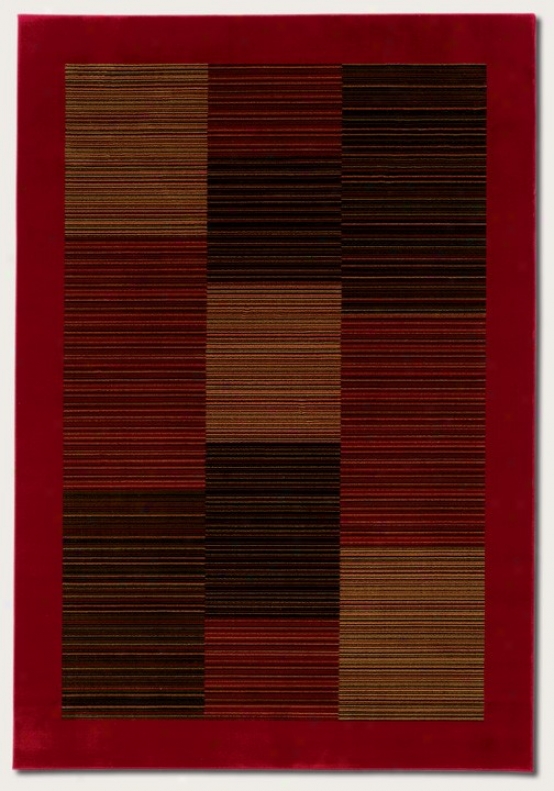 5'3&quot X 7'6&quot Area Rug Slender Stripe Psttern With Red Border