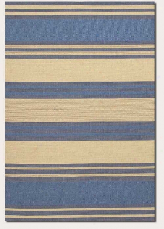 5'3&quot X 7'6&quot Area Rug Thick Stripe Pattern In Blue And Cream