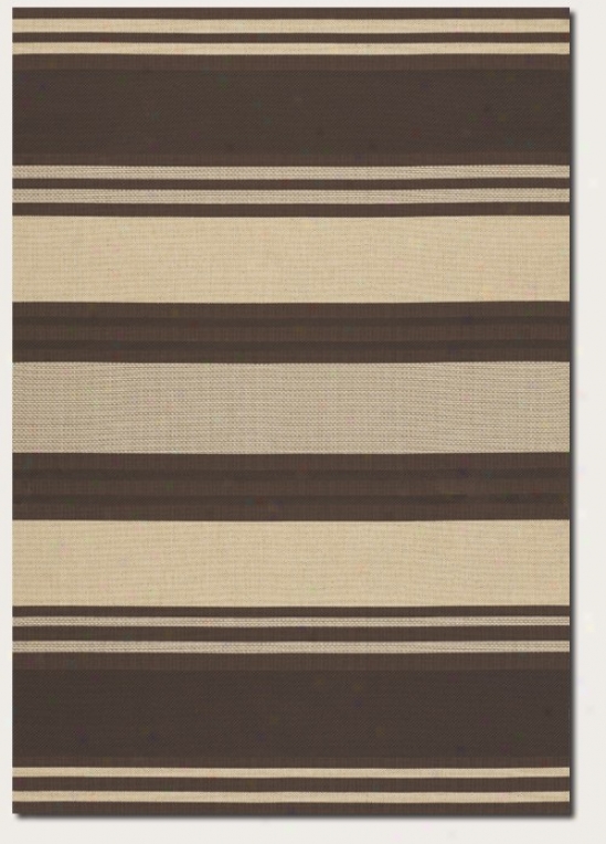 5'3&quot X 7'6&quot Area Rug Thick Stripe Pattern In Chocolae And Cream