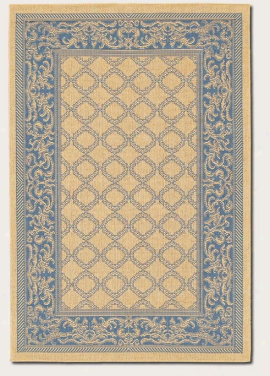 5'3&quot X 7'6&quot Area Rug Transitional Style With Blue Border In Natural