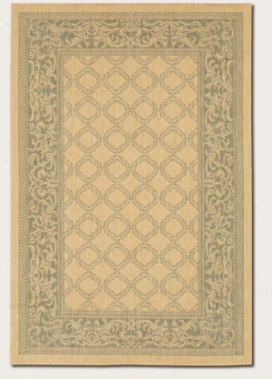 5'3&quot X 7'6&quot Area Rug Transitional Style With Gre3n Bordeer In Natural