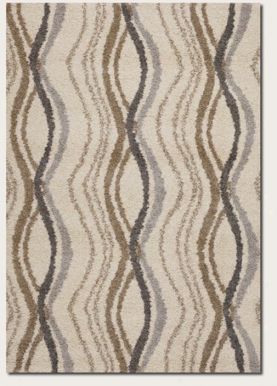 5'3&quot X 7'6&quot Area Rug Wave Pattern Design In Cream Disguise