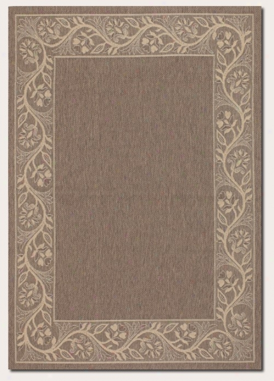 5'3&quot X 7'6&quot Area Rug With Floral Border In Brown And Cream