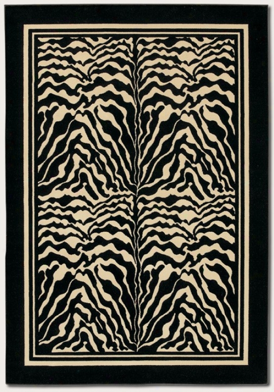 5'3&quot X 7'6&quot Area Rug Zebra Print With Black Border