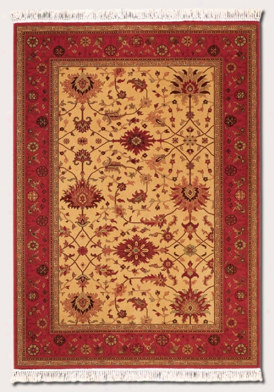 5'3&quot X 7'9&quot Area Rug Persian Floral Pattern In Brick Red And Gold