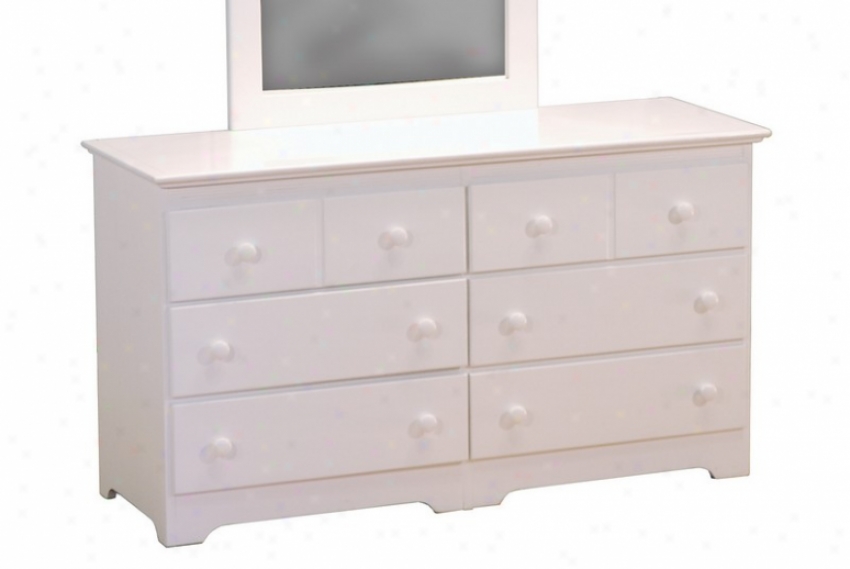 54&quotw Dresser Through  Six Drawers Windspr Style White Finish