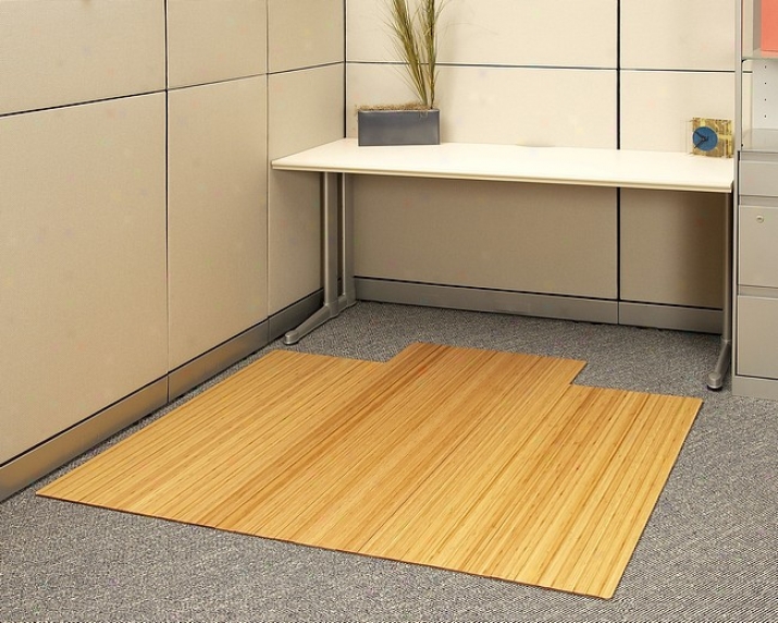 55&quot X 57&quot Natural 1/4&quot Thick Bamboo & Hardwood Office Chair Mat