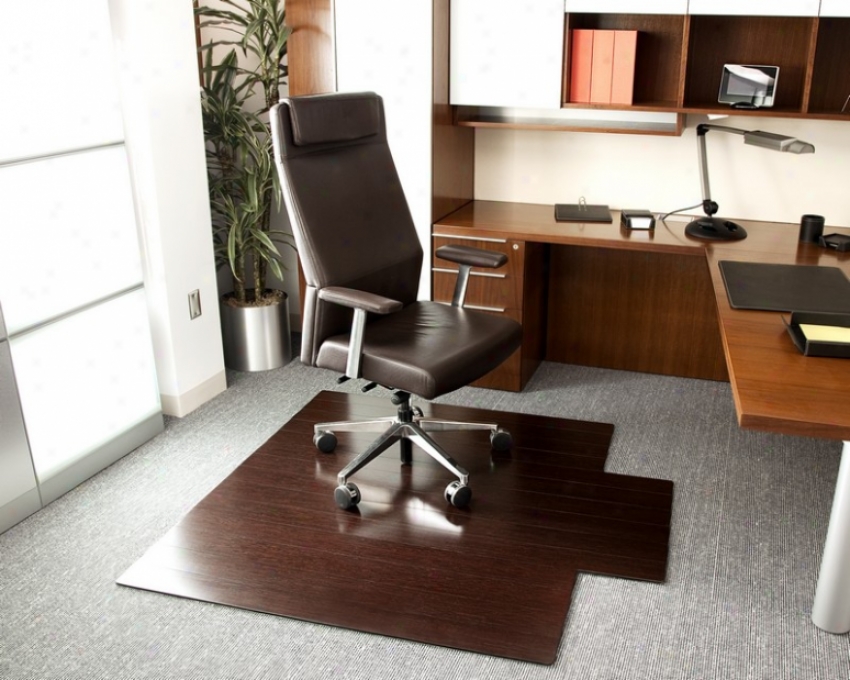 55&quot X 57&quot Office Chair Mat Bamboo Roll-up With 4&quot Slat And Tongue In Dark Cherry