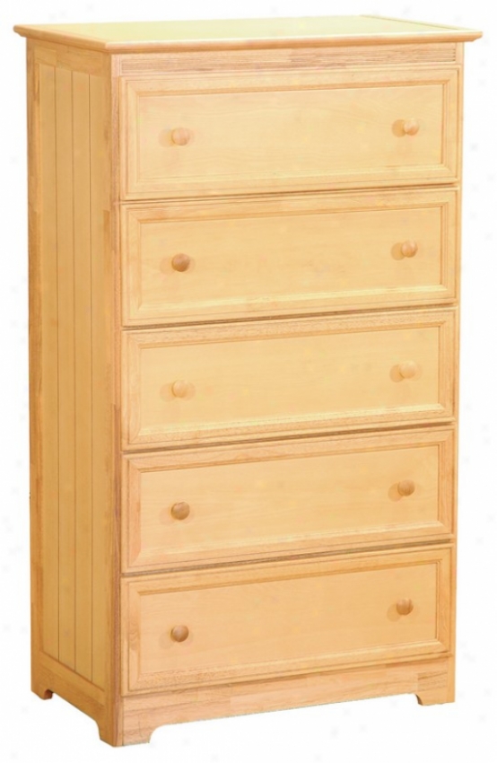 55"h Chest With Five Drawers Natural Maple Finish