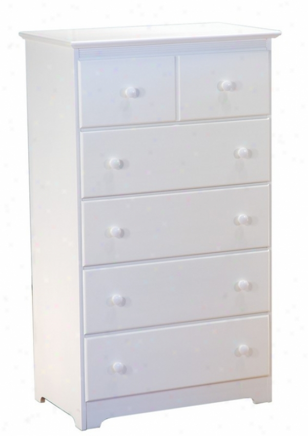 55&quoth Chest With Five Draawers Windsor Style White Finish