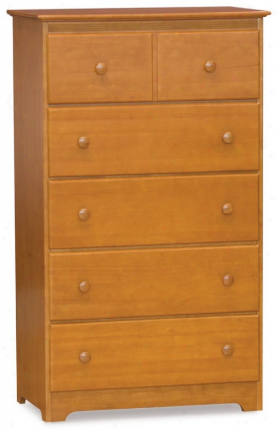 55&quoth Chest Witb Five Drawers Windsor Style Caramel Latte Finish