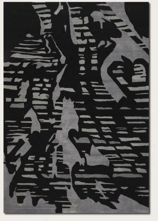 5'6&quot X 8' Area Rug Contemporary Style In Black And Grey