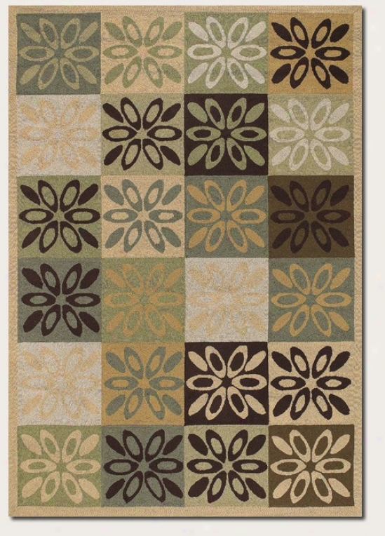 5'6&quot X 8' Area Rug Geometric Floral Pattern In Sage And Brown