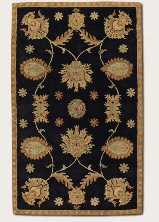 5'6&quot X 8' Atea Rug Hand-crafted Lafge Persian Pattern In Black