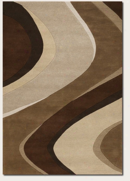 5'6&quot X 8' Area Rug Hand Crafted Wave Design In Tan