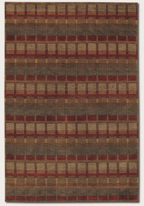 5'6&quot X 8' Area Rug Hand Knotted Striped And Checkered Design