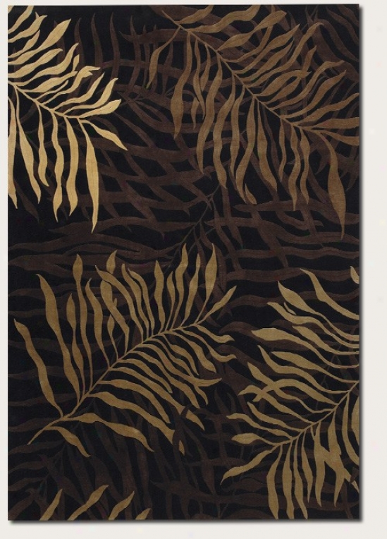 5'6&quot X 8' Area Rug Large Leaf Design In Brown And Amber Color
