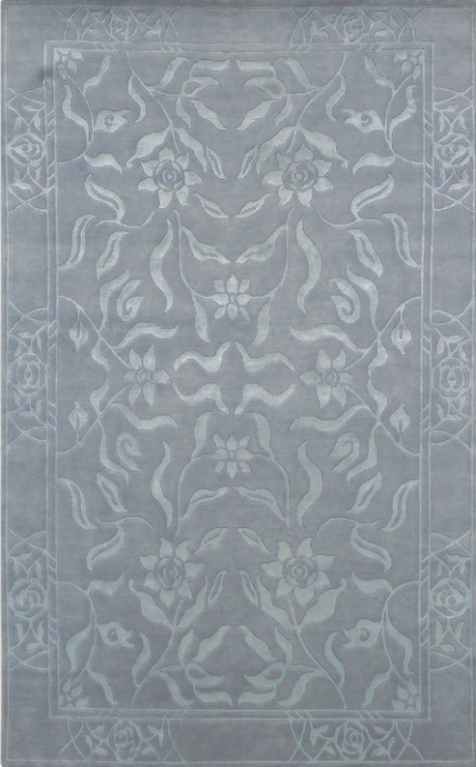 5'6&quot X 8' Hand Knotted Area Rug Flowers Pattern In Pale Blue