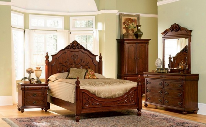 5pc Isabella Collection Solid Hardwood Queen Size Bedroom Set