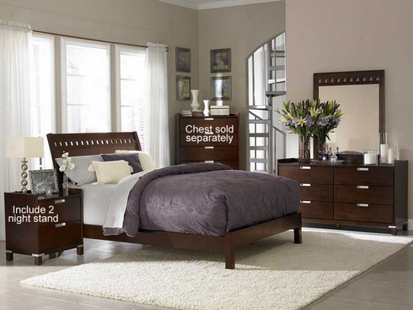 5pc Queen Size Bedroom Set With 2 Darkness Rank In Cherry